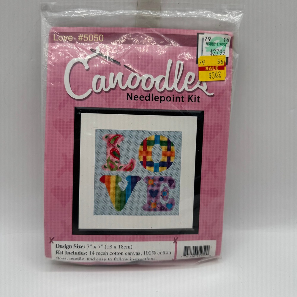 Canoodles Needlepoint Kit 7x7 Love Design 5050 New Rainbow Craft